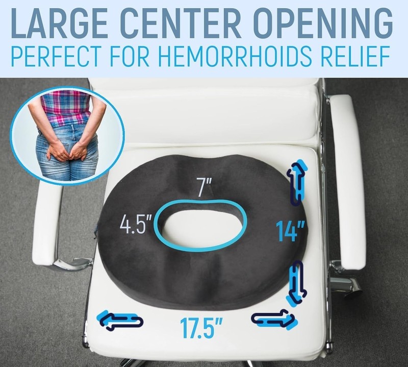 Donut Pillow for Tailbone Pain, Memory Foam Medium - Up to 240 Lbs, Black gallery