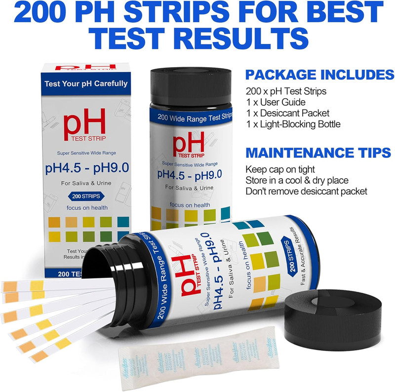 PH Test Strips for Urine & Saliva - 200Ct Urine PH Test Strips for Humans, Fast gallery