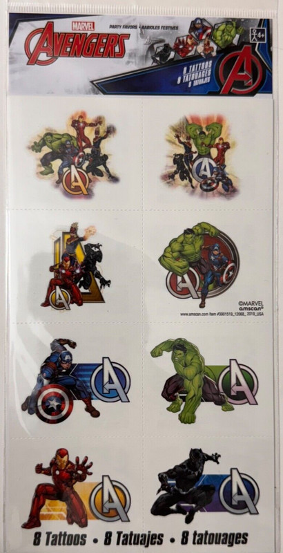 8 Avengers Marvel Powers Unite Tattoos Party Favor Teacher Supply Hulk Ironman gallery