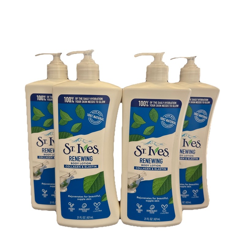 4 PACK, St. Ives Body Lotion, Renewing, Collagen & Elastin, 21 fl oz (621 ml)