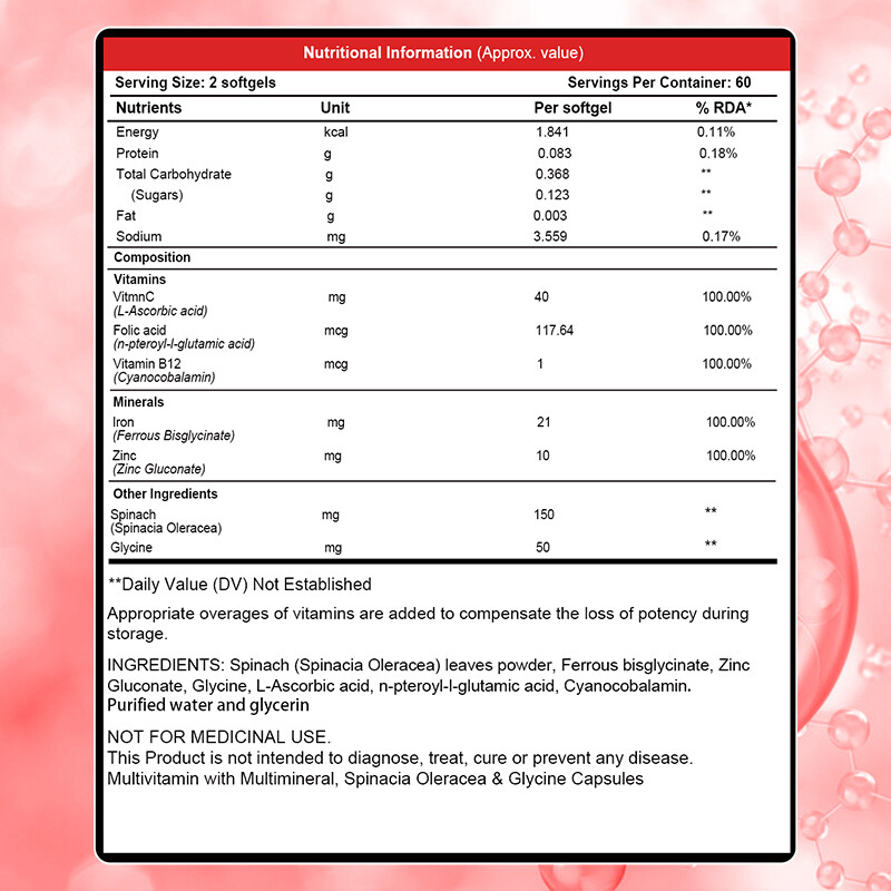 Iron + Folic Acid - Boosts Energy, Haemoglobin and Immunity - Blood Booster gallery
