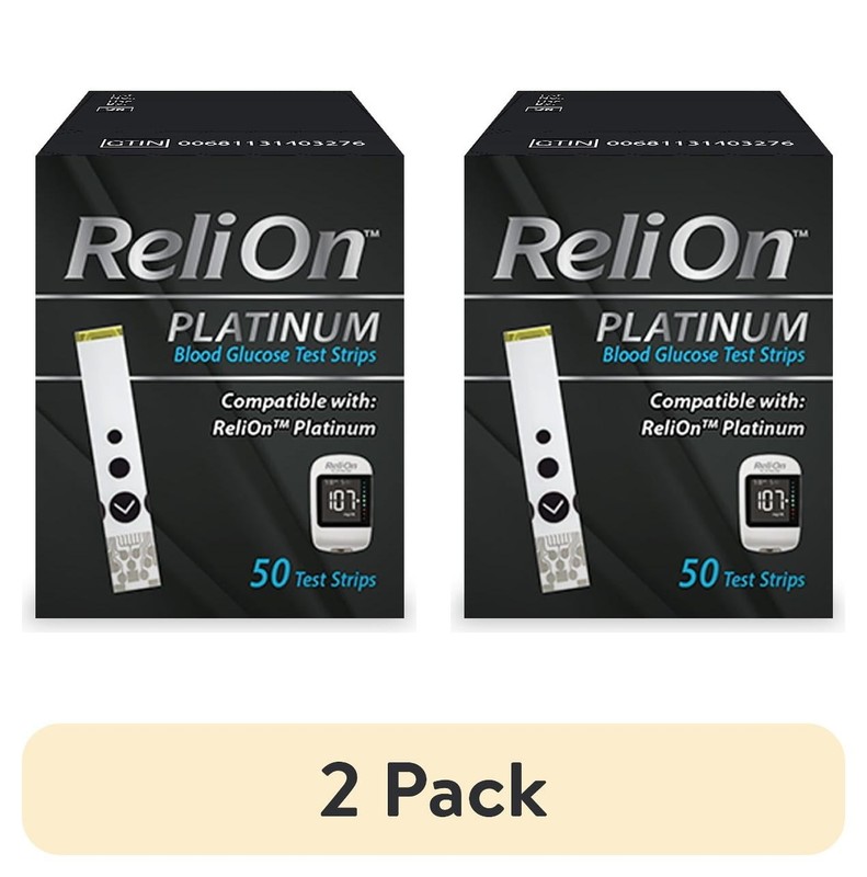 (2 pack) ReliOn Platinum Blood Glucose Test Strips, 50 Count