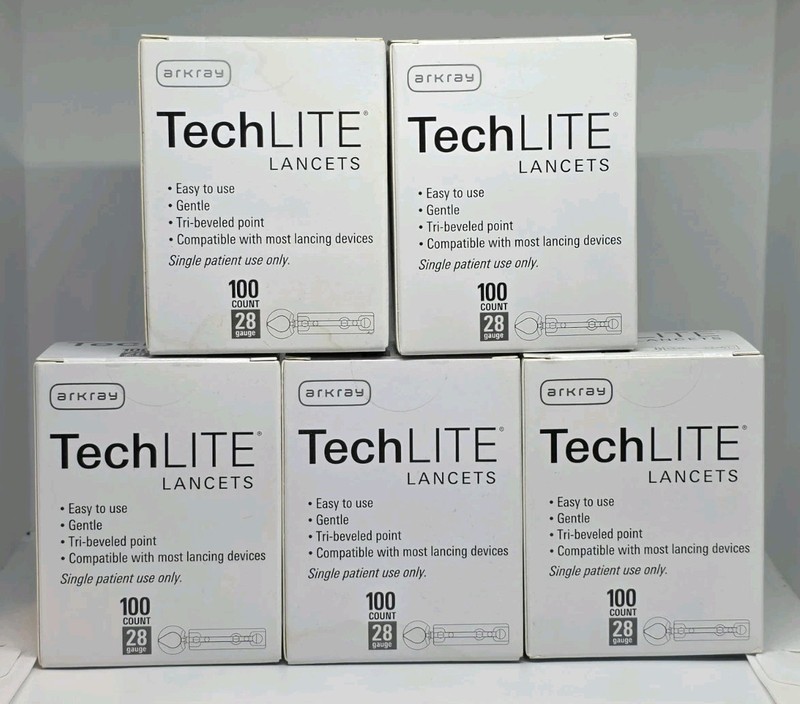 Arkray Techlite Lancets 28 Gauge 100 ct ( 5 Boxes 500 total ) Exp. 01/12/2029