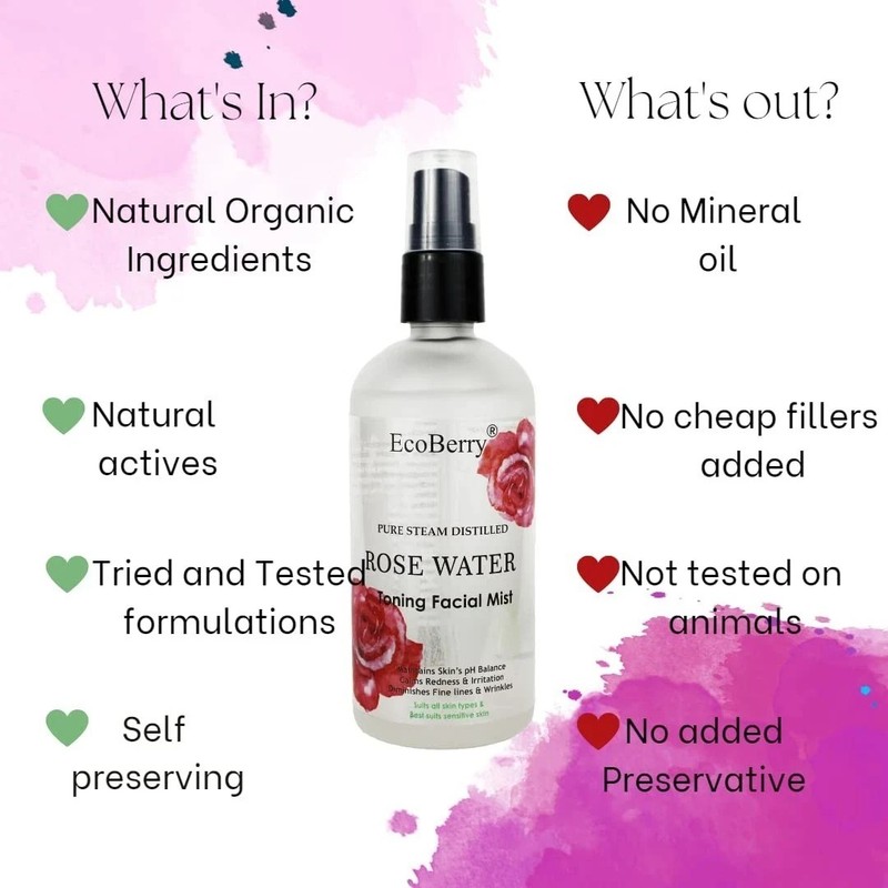 EcoBerry Rose Water Toning Facial Mist For All Skin Types 100ml gallery