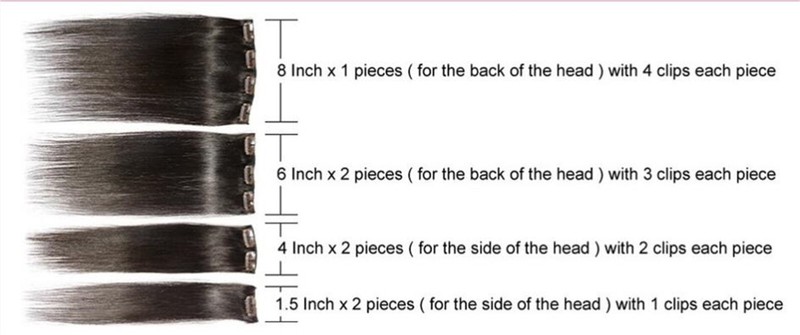 90g~250g Thick Double Weft Clip In Real Remy Human Hair Extensions 8PCS 10PCS US gallery