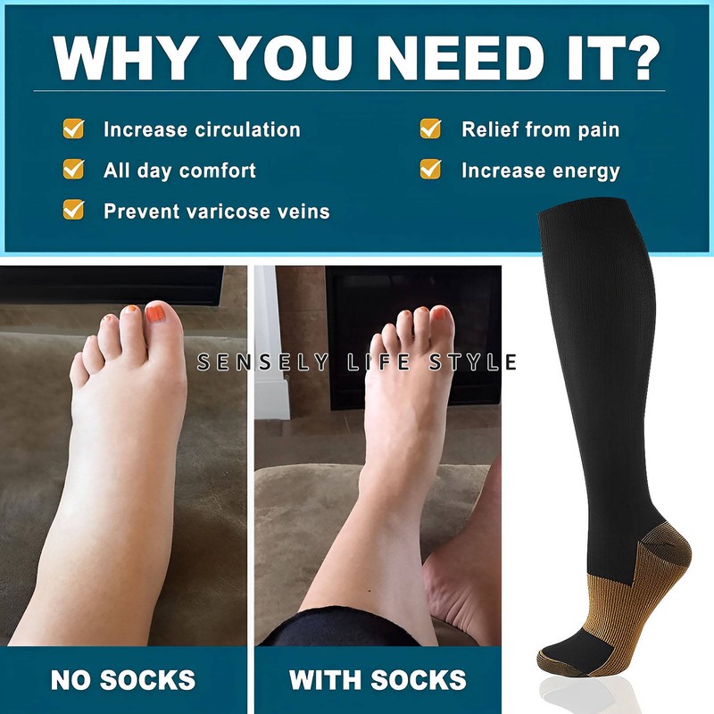Graduated Compression Socks for Women Relief Tired Men 15-23 mmHg [ 3-6 Pairs ] gallery
