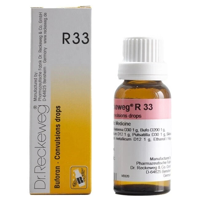 Dr. Reckeweg R33 Convulsions Drops 22 ml | Homeopathic Seizure Relief Pack of 5 gallery