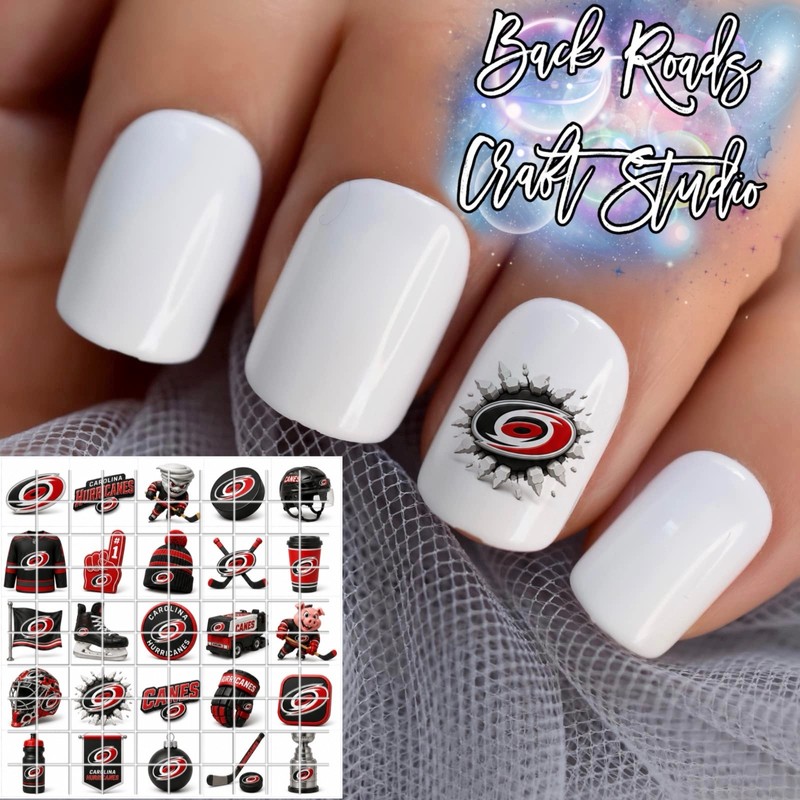 Carolina Hurricane Waterslide Finger Nail Decals Instructions Bonus set of 50 JM
