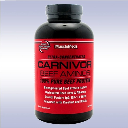 MUSCLEMEDS CARNIVOR BEEF AMINOS (300) bcaa eaa mass shred liver creatine protein