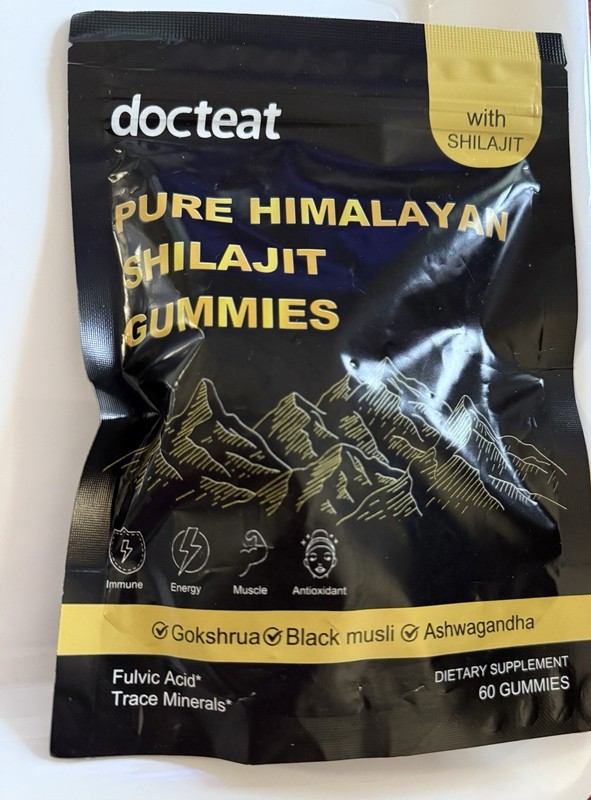 Docteat Himalayan Shilajit Gummies 3000mg w/ Ashwagandha, Ginger – 60