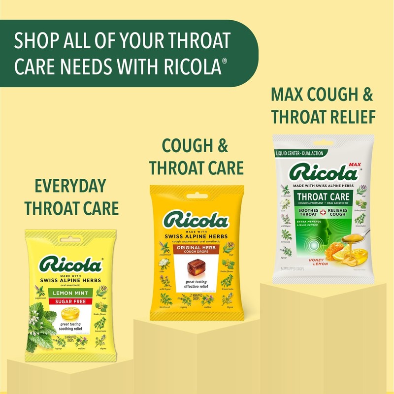 Ricola Sugar Free Lemon Mint Throat Drops, 45 Count, Refreshing Relief From Mino gallery