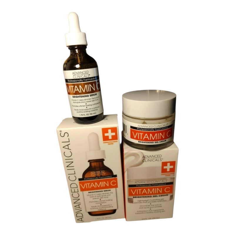 Advanced Clinicals Vitamin C Brightening Face Serum & Gel Cream Set 1.75 fl oz