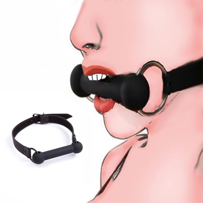 Fixation Oral Open Mouth Gag Silicone Bone Bit Gag BDSM Bondage Harness Women gallery