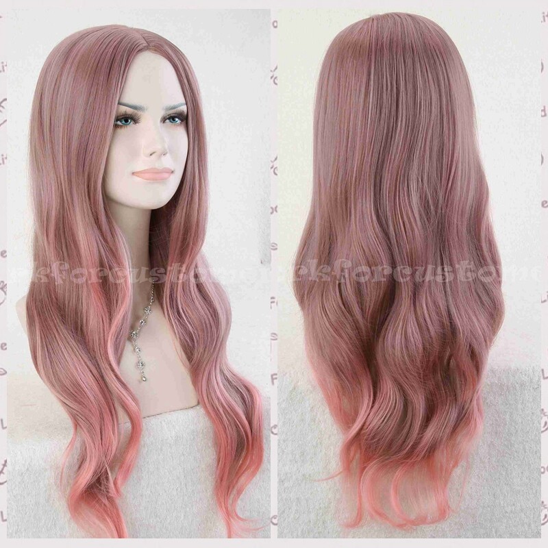 Purple Pink Ombre Color Long Curly Wigs Cosplay Costume Party Wigs Synthetic Wig gallery