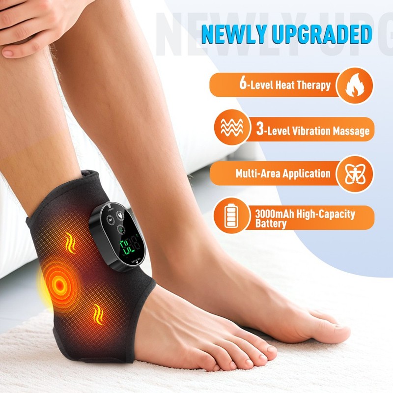 4-in-1 Electric Foot Ankle Massager Brace Pain Relief Heating Vibration Therapy gallery