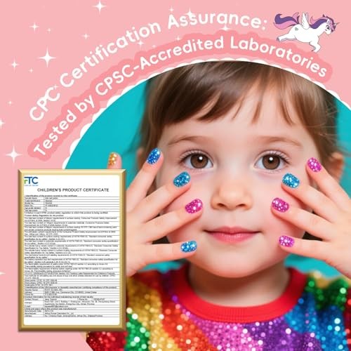 Non-Toxic Kids Nail Polish Set Quick Dry Fingernail Polish for Toddler, Glitter gallery