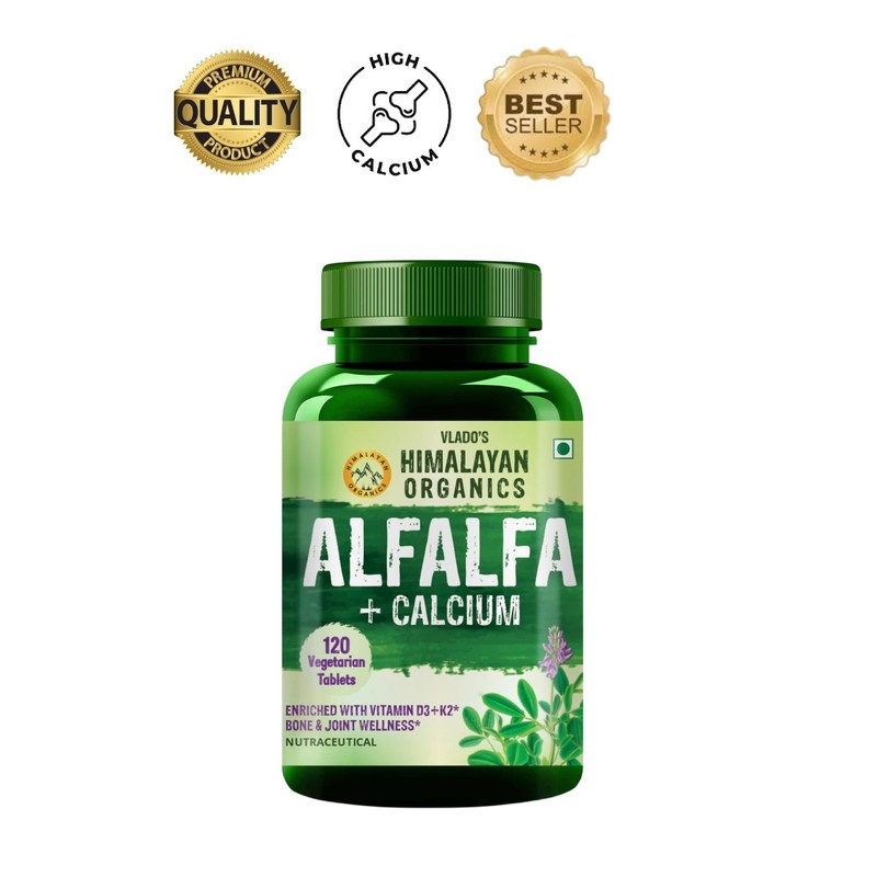 HIMALAY.AN Organics Alfalfa Calcium D3 K2 Zinc 120 Tabs