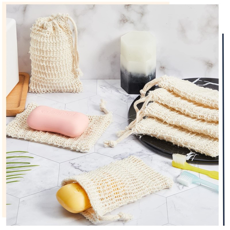 70 Pack Exfoliating Soap Saver Bags - Sisal Mesh Pouches with Drawstring for Bat gallery