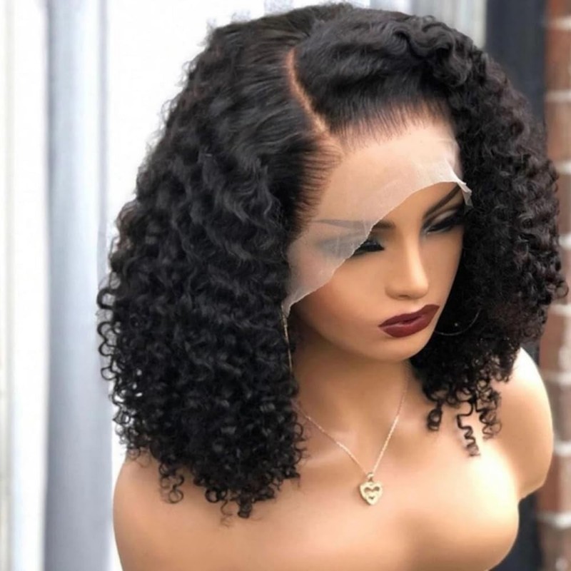 Bob Wig Human Hair Curly Glueless 13×4 Lace Front Wigs Pre Plucked for Women