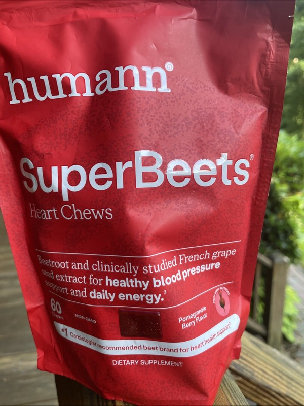 Humann SuperBeets Heart Chews: Nitric Oxide & Blood Pressure Support, 60 Count