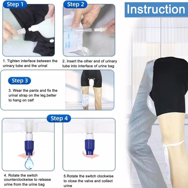Male Wearable Incontinence Pants Urinal Leg Bag Silicone Urine Funnel Collector gallery