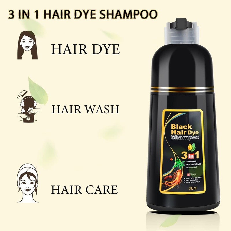 Black Hair Dye Shampoo 3 in 1 Semi Permanent Hair Color Shampoo for Gray Hair gallery