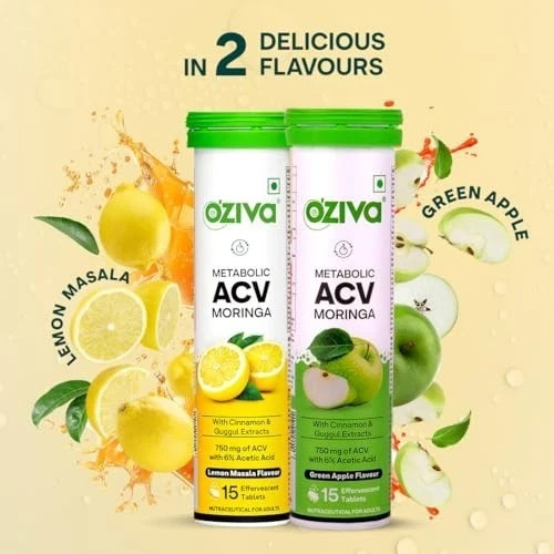 OZiva ACV Moringa Effervescent Tablets 15 x4 | Lemon Masala | 60 Tabs gallery