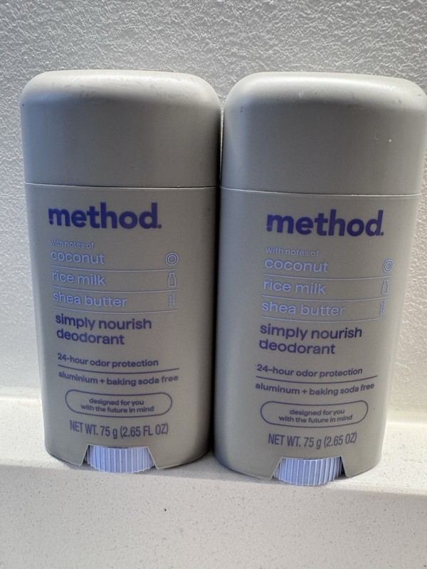 2 Pack Method Simply Nourish Deodorant Aluminum & Baking Soda Free 2.65 Oz