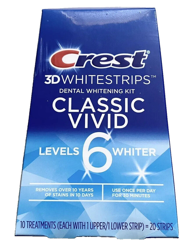 Crest 3D Whitestrips Classic Vivid Dental Whitening Kit 03/26 MINOR BOX DAMAGE