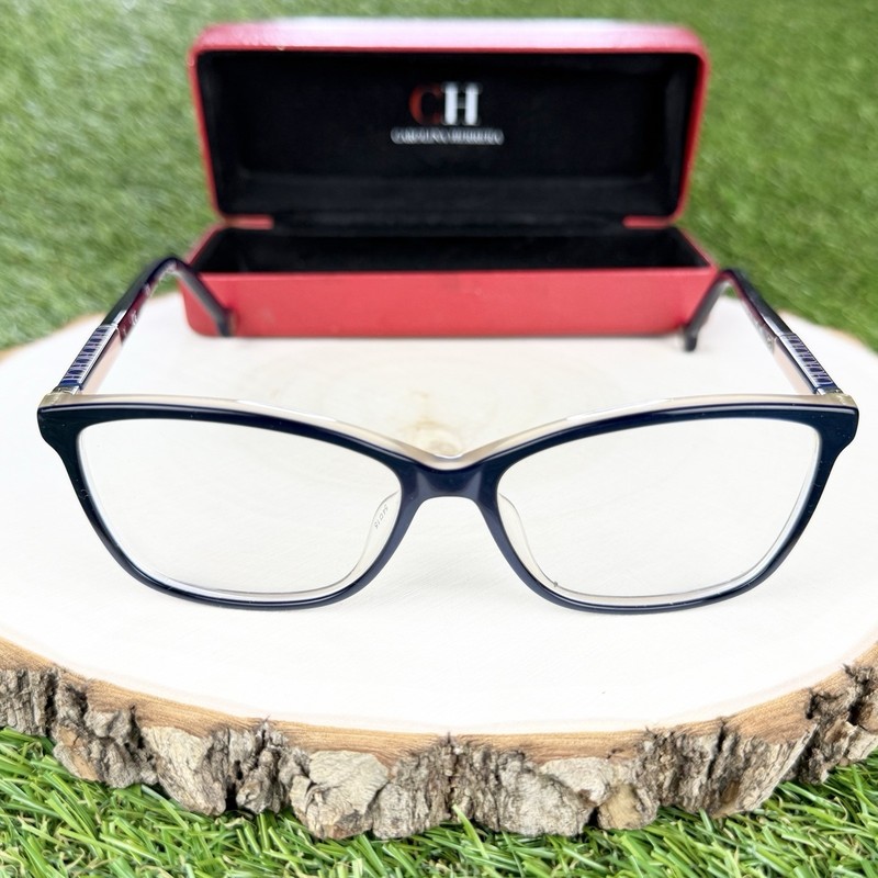 Carolina Herrera Eyeglasses Frames VHE672K Blue Beige Square 54-15-140 With Case