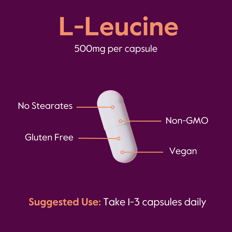 L-Leucine 500mg (240 Vegetarian Capsules)- Pharmaceutical Grade- Vegan gallery