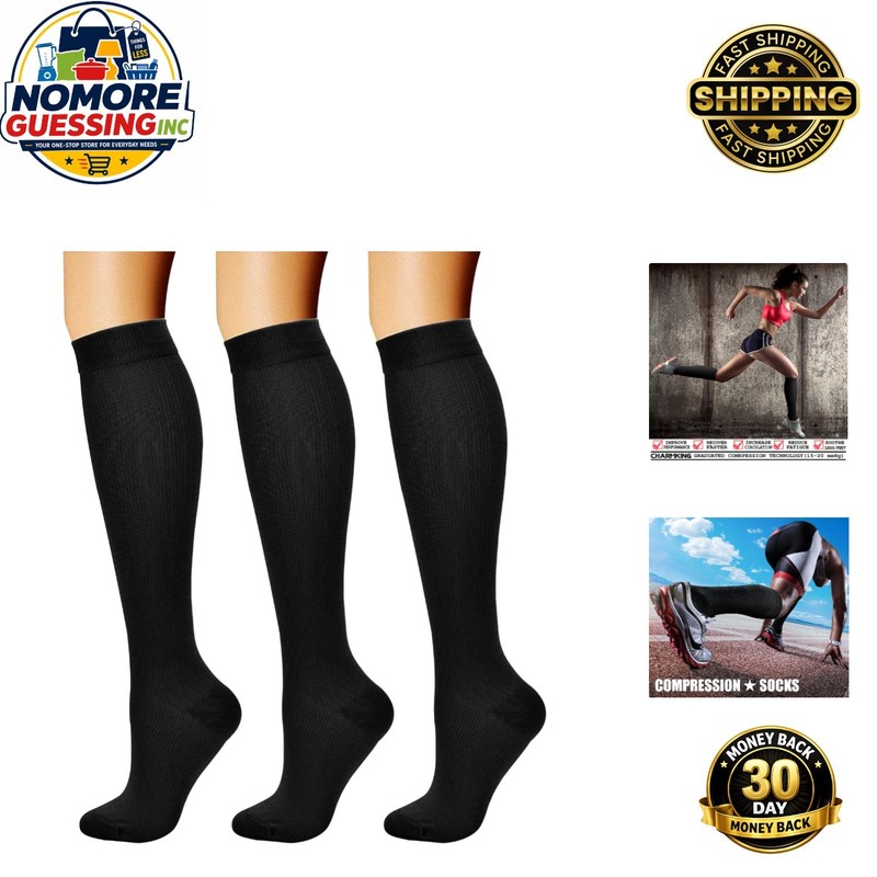 Athletic Compression Socks for Enhanced Recovery & Circulation – 3 Pairs Unisex