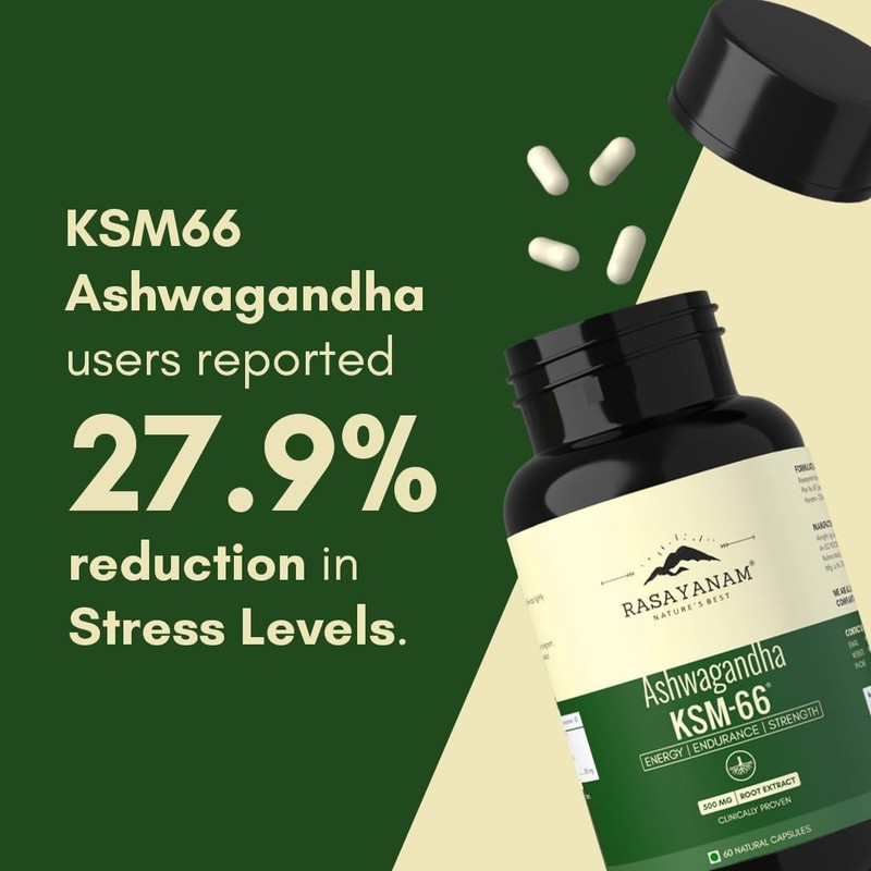 Rasayanam Ashwagandha KSM-66 (500 mg) 60 Vegetarian Capsules Free Shipping gallery