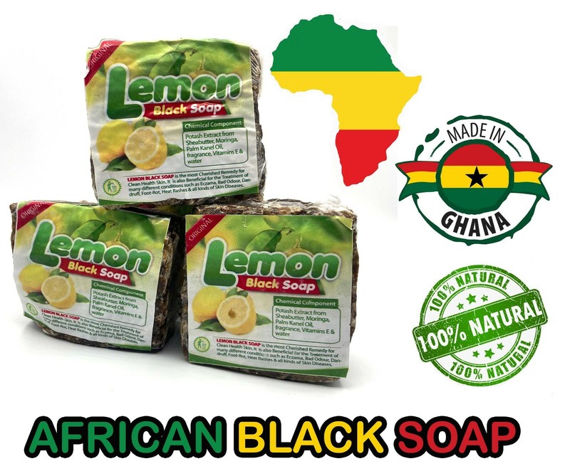 Pure Raw AFRICAN BLACK SOAP Organic GHANA Handmade Premium Quality CHOOSE SIZE!
