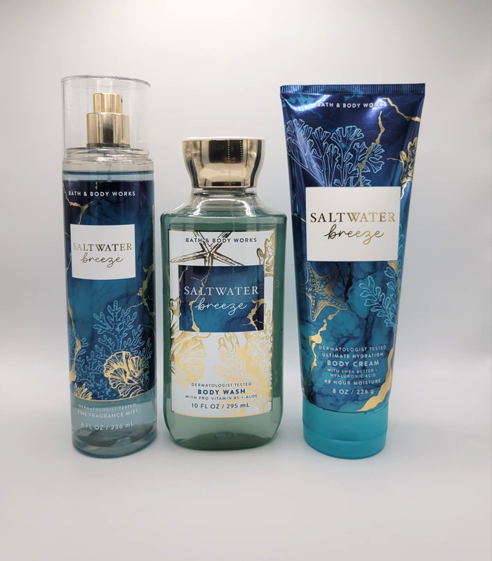 Bath & Body Works Saltwater Breeze Body Mist Body Wash & Body Cream Set of 3 New