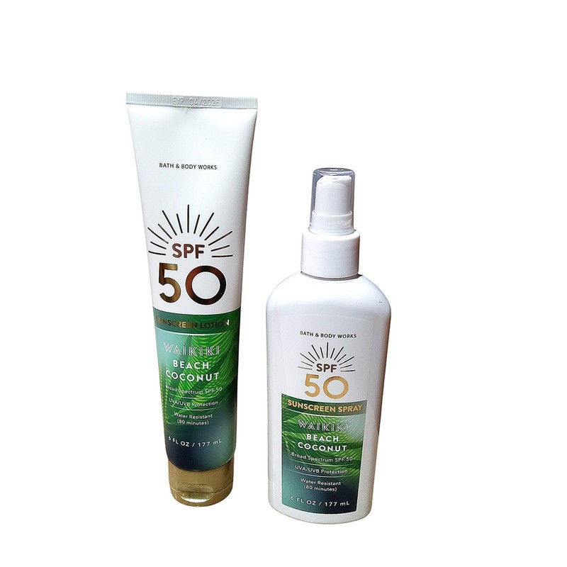 WAIKIKI BEACH WATER RESISTANT SUNSCREEN LOTION & SPRAY SPF50 BATH & BODY WORKS