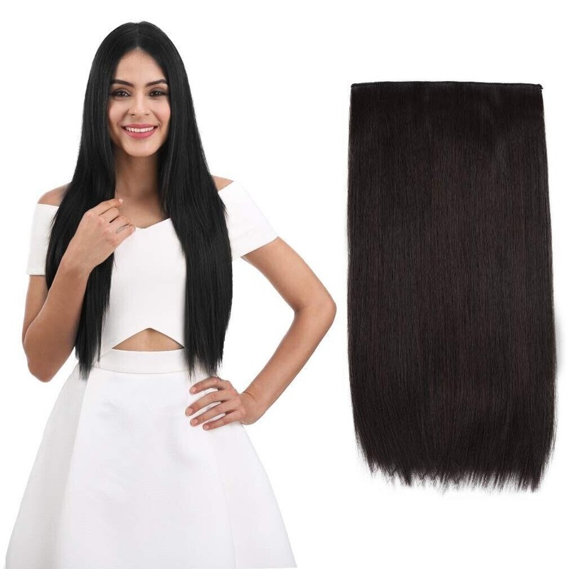 REECHO 16″ Straight Clips in hair extensions 1-pack 3/4 Full Head Clips on Hairp