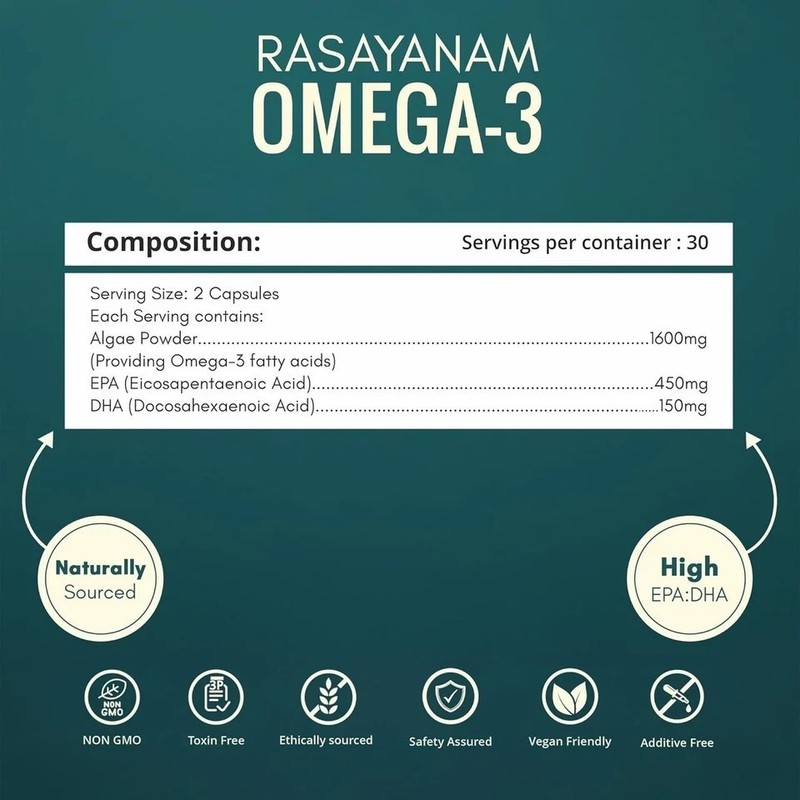 Omega-3 Capsules , 1600mg | No Burps, No Fish Oil, Pure Algae- 120 Capsules gallery