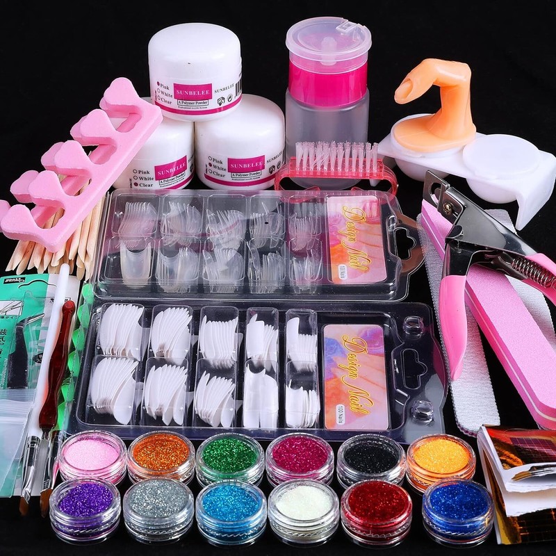 Juego De Unas Acrilico Profesional Con Todo, Kit De 12 Polvos Acrilicos Con P…