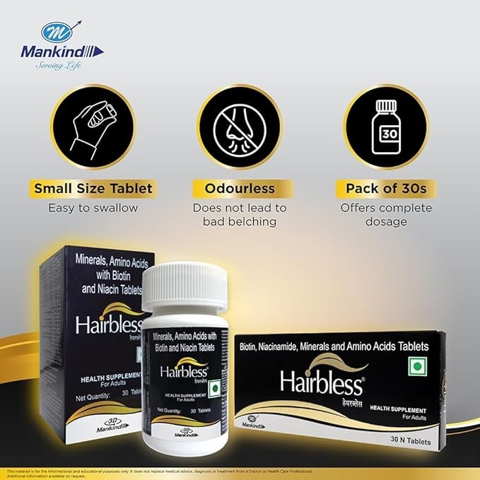 2 X Mankind Pharma Hairbless 30 Table for hair growth SF gallery