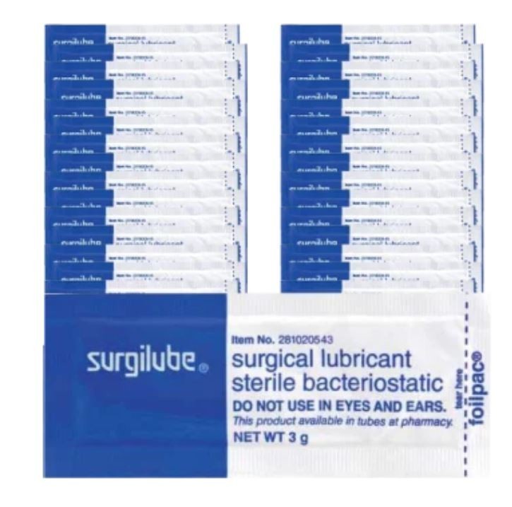 New -Surgilube 281020543 Sterile Surgical Lubricant 3g. 144 packets Exp 05-31-28