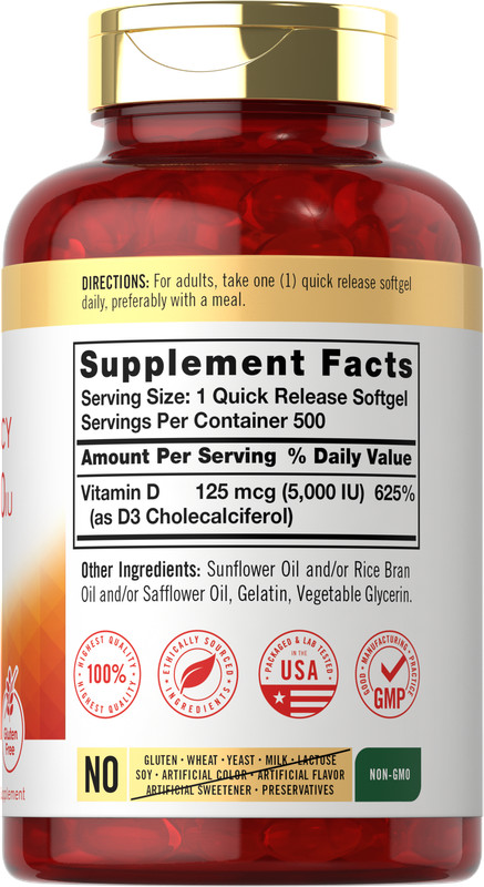 Vitamin D3 5000IU | 500 Softgels | Value Size, Non-GMO, Gluten Free | by Carlyle gallery