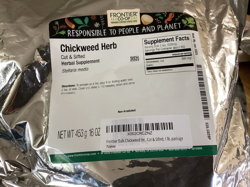 Frontier Co-op Organic Cut & Sifted Chickweed Herbal Supplement 1lb – Bag