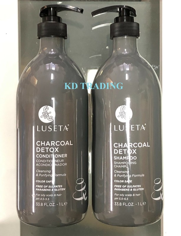 (2-Pk) LUSETA ~ CHARCOAL DETOX Purifying SHAMPOO + CONDITIONER Oily Scalp & Hair