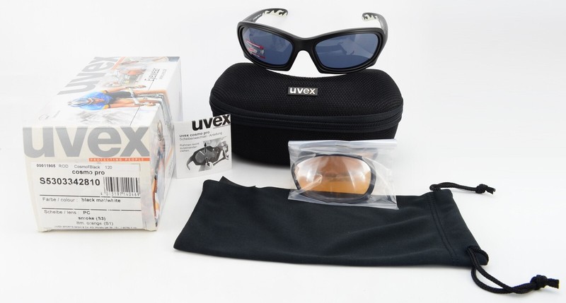 UVEX Sunglasses 1/3 Cosmo Pro PC Smoke Gray Orange Black Matte White Wrap