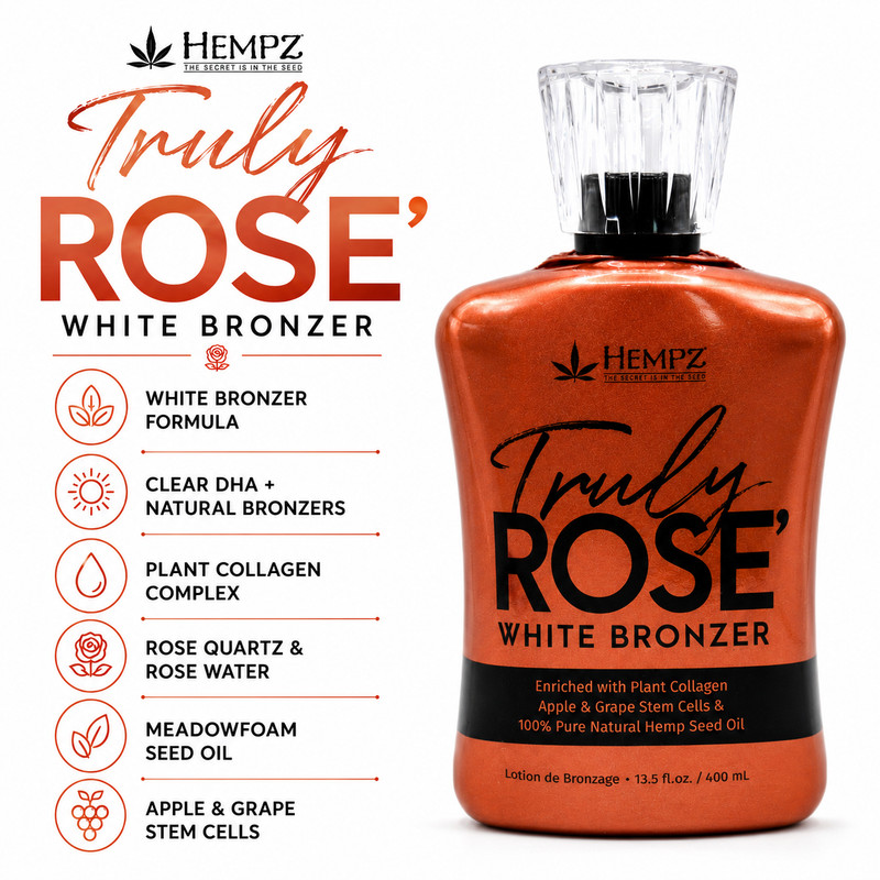 Hempz TRULY ROSE White Bronzer Indoor Tanning Bed Lotion Outdoor Sun Tan Cream