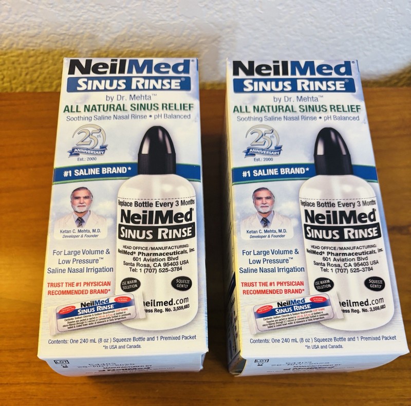 Lot/Bundle Neilmed Sinus Rinse (2x Squeeze Bottles + 2x Premixed Packets) Travel