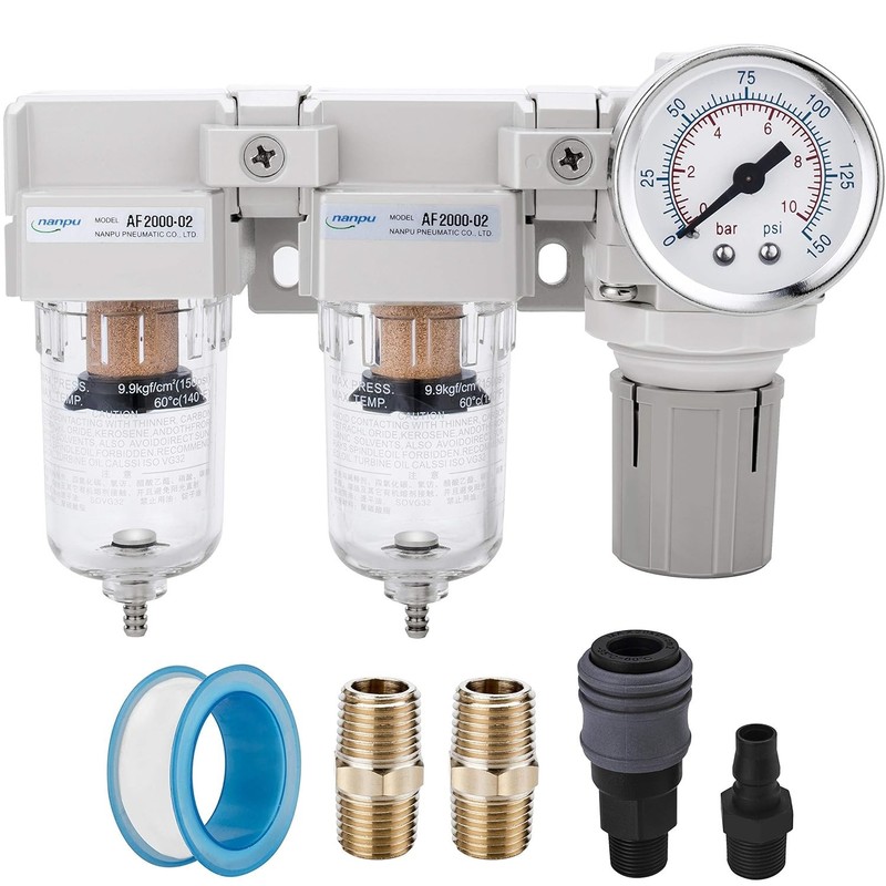 High-Performance 1/4″ NPT Air Filters/Regulator Combo – Semi-Auto Drain & More