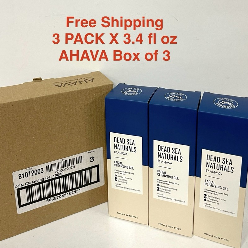 Dead Sea Naturals By Ahava Facial Cleaning Gel Vegan All Skins 3.4 Oz X 3 PACK