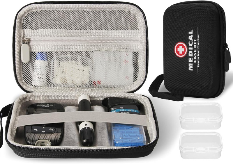 Hard Diabetes Travel Case for Accu-Chek/One Touch, Glucose Monitor Case for Care